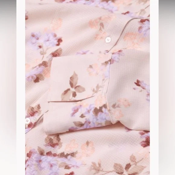H&M shirt dress light pink florals  size large - Picture 2 of 7